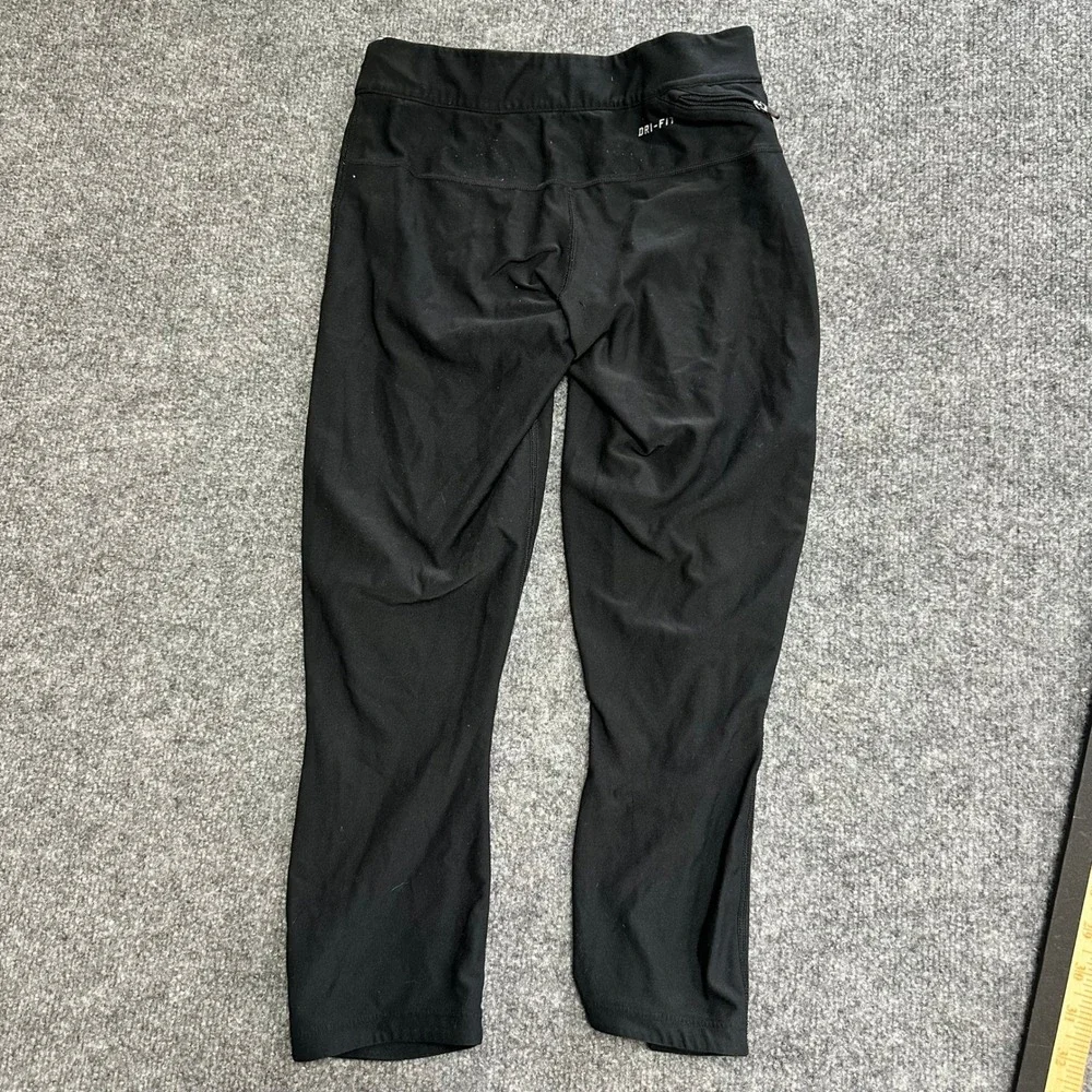 Nike Leggings Womens Size S Black Dri-Fit Cropped Athletic Running Zip Pocket